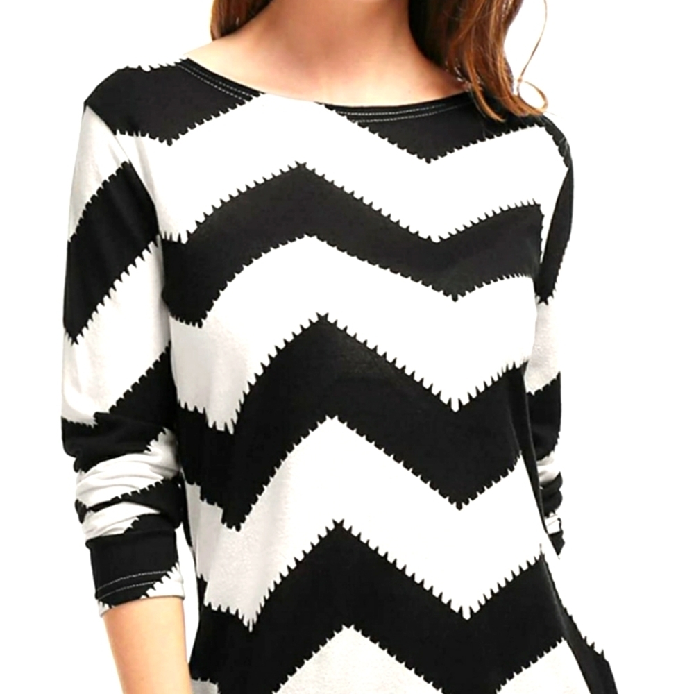 Allegra K Women's Staylish Chevron Top